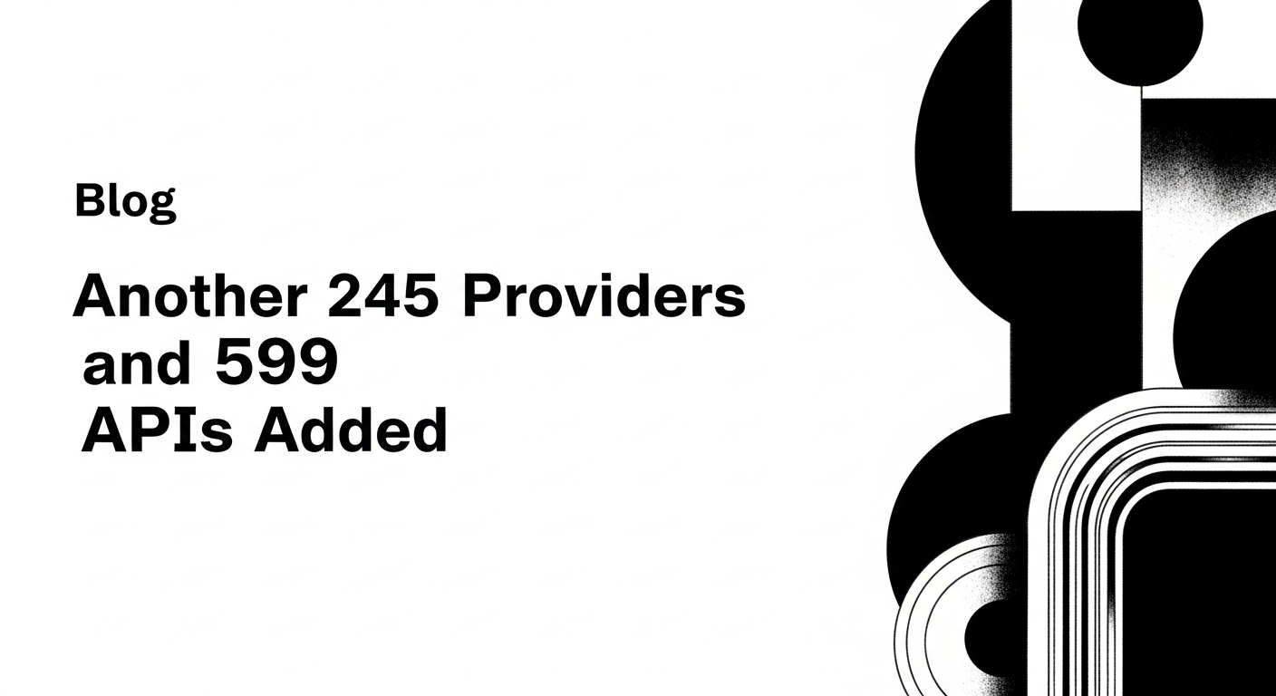Another 245 Providers and 599 APIs Added