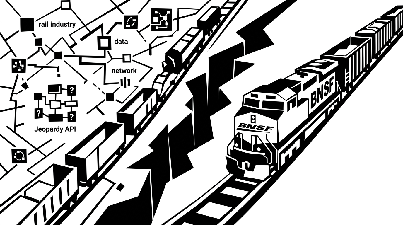The rail industry on apis.io holds a Jeopardy API and misses BNSF, the best-scoring freight railroad on the network